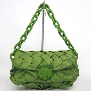 Prada Logo Chain Braided Shoulder Bag